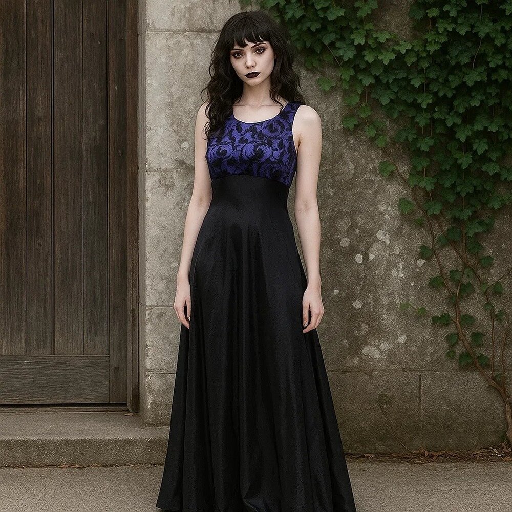 Vintage Jazz Gothic Dark Academia Satin Victorian Witchy Ethereal Prom Dress 3/4